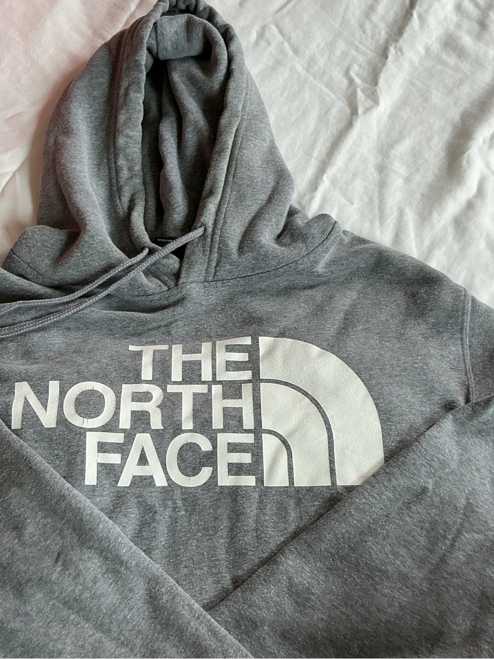 The North Face Men's Heather Gray Pullover Hoodie with White Logo